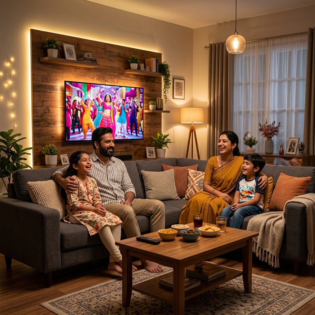 Indian Family Enjoying ASCSC Android TV App